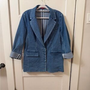 STAUD Blue Denim Blazer